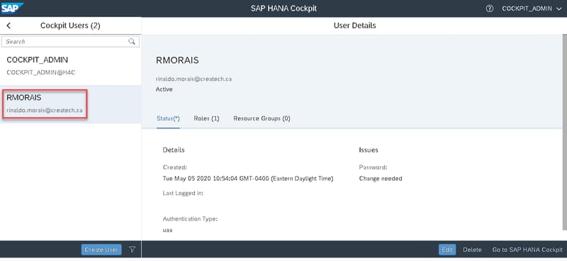 15_user created_Setting up the SAP Hana Cockpit _How to Configure the SAP HANA Cockpit 2.0